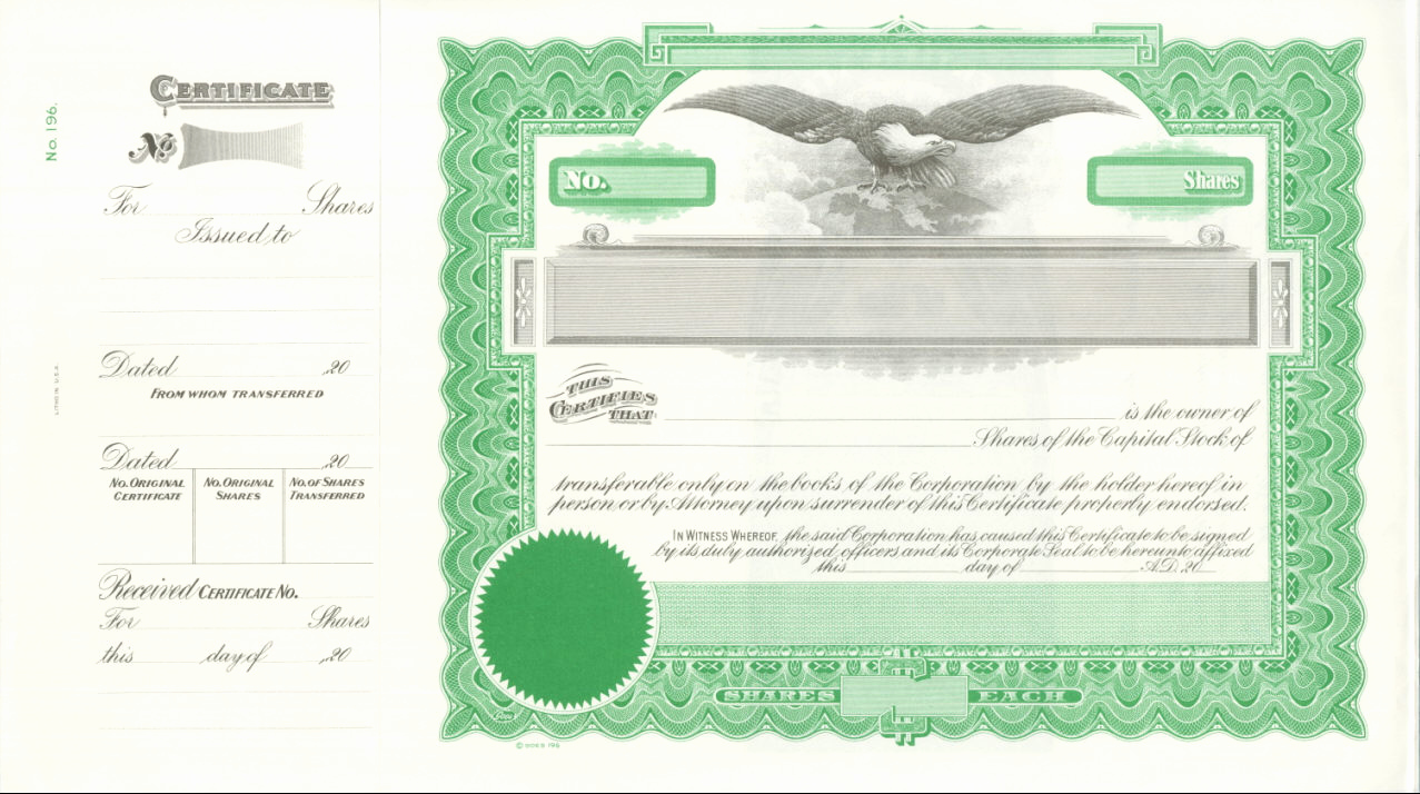 Common Stock Certificate Template New Stock Certificate Template