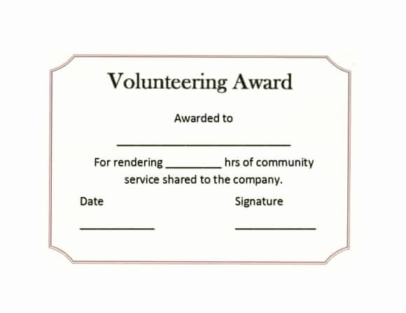 Community Service Hours Certificate Template Awesome 50 Free Volunteering Certificates Printable Templates