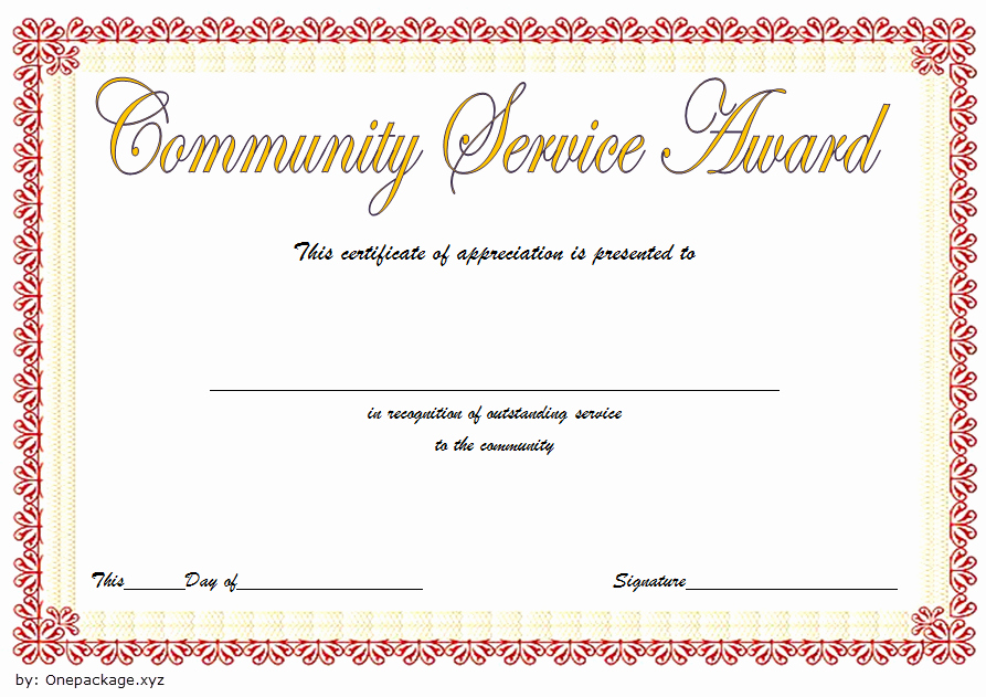Community Service Hours Certificate Template Beautiful Munity Service Certificate Template Free 12 Best Ideas