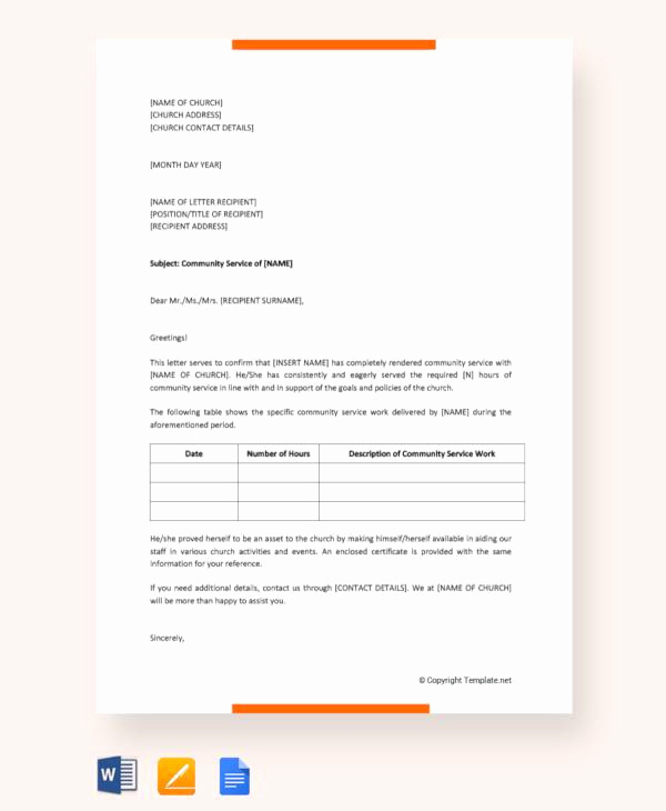 Community Service Hours Certificate Template Best Of Free 25 Sample Munity Service Letter Templates In Pdf