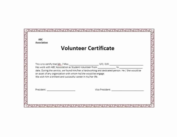 Community Service Hours Certificate Template Fresh 50 Free Volunteering Certificates Printable Templates