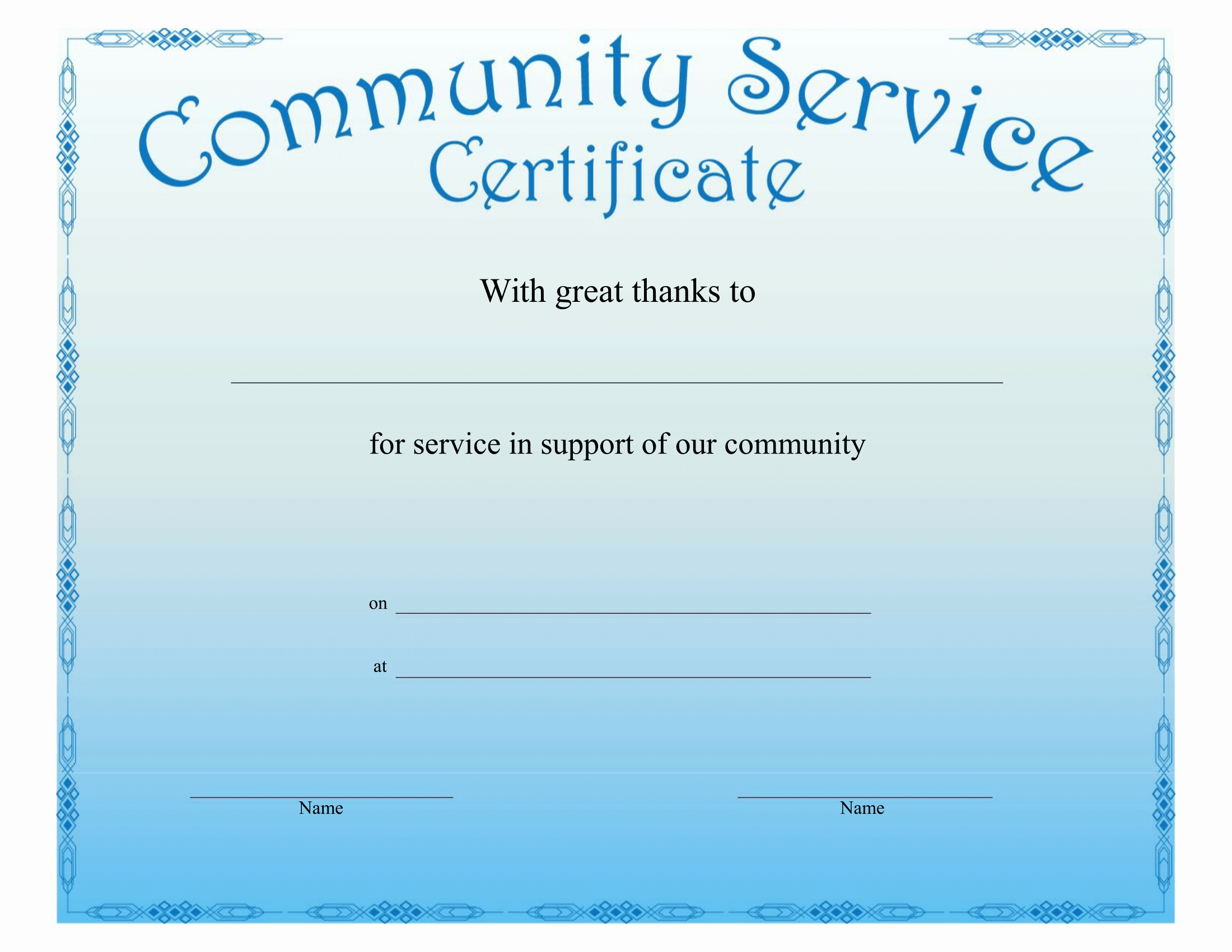 Community Service Hours Certificate Template Fresh Certificates Download Free Business Letter Templates