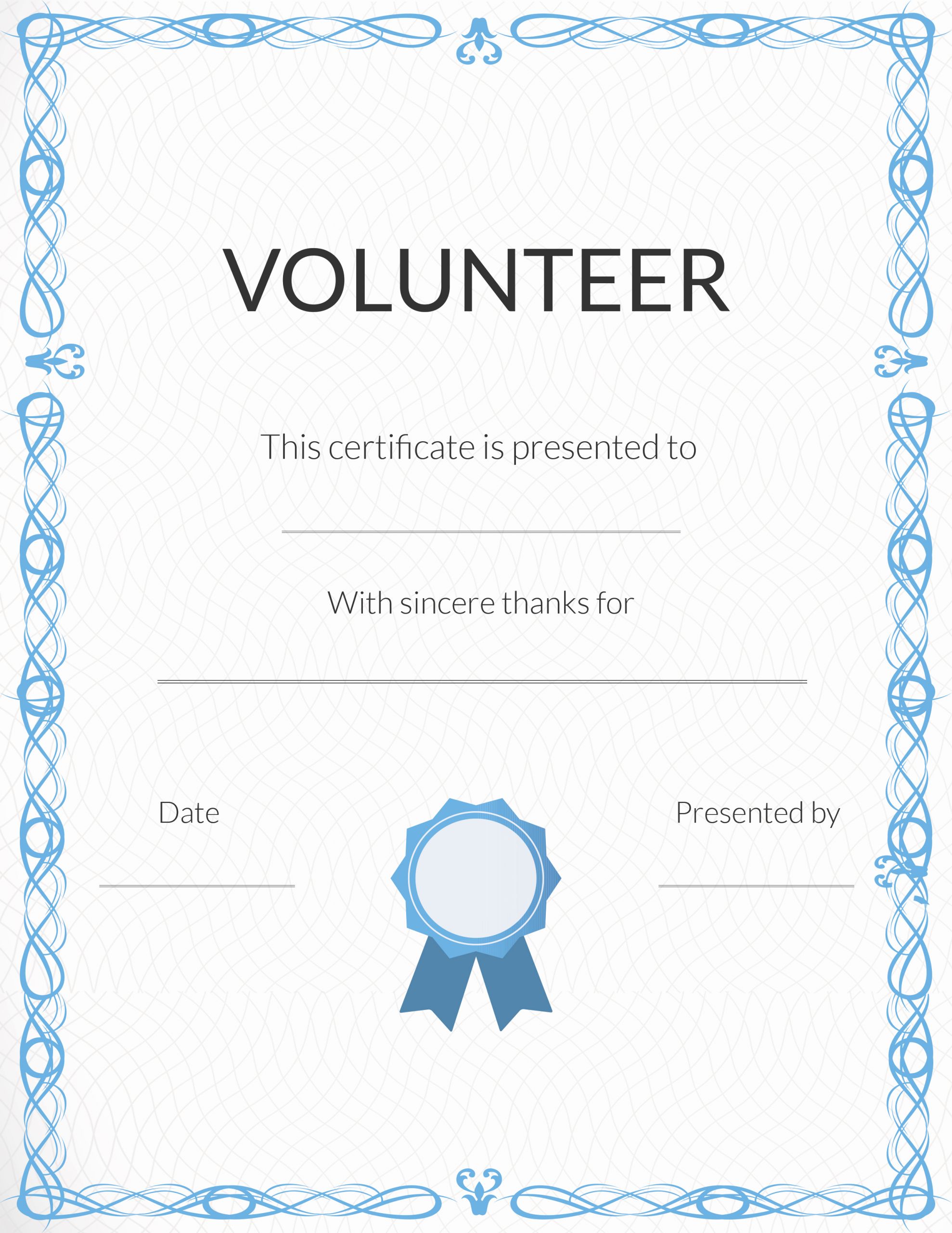 Community Service Hours Certificate Template Fresh Free Printable Volunteer Appreciation Certificates