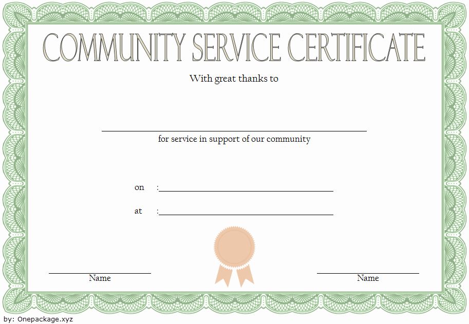 Community Service Hours Certificate Template Inspirational Munity Service Hours Certificate Template Free 1