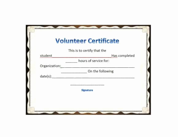 Community Service Hours Certificate Template Lovely 50 Free Volunteering Certificates Printable Templates
