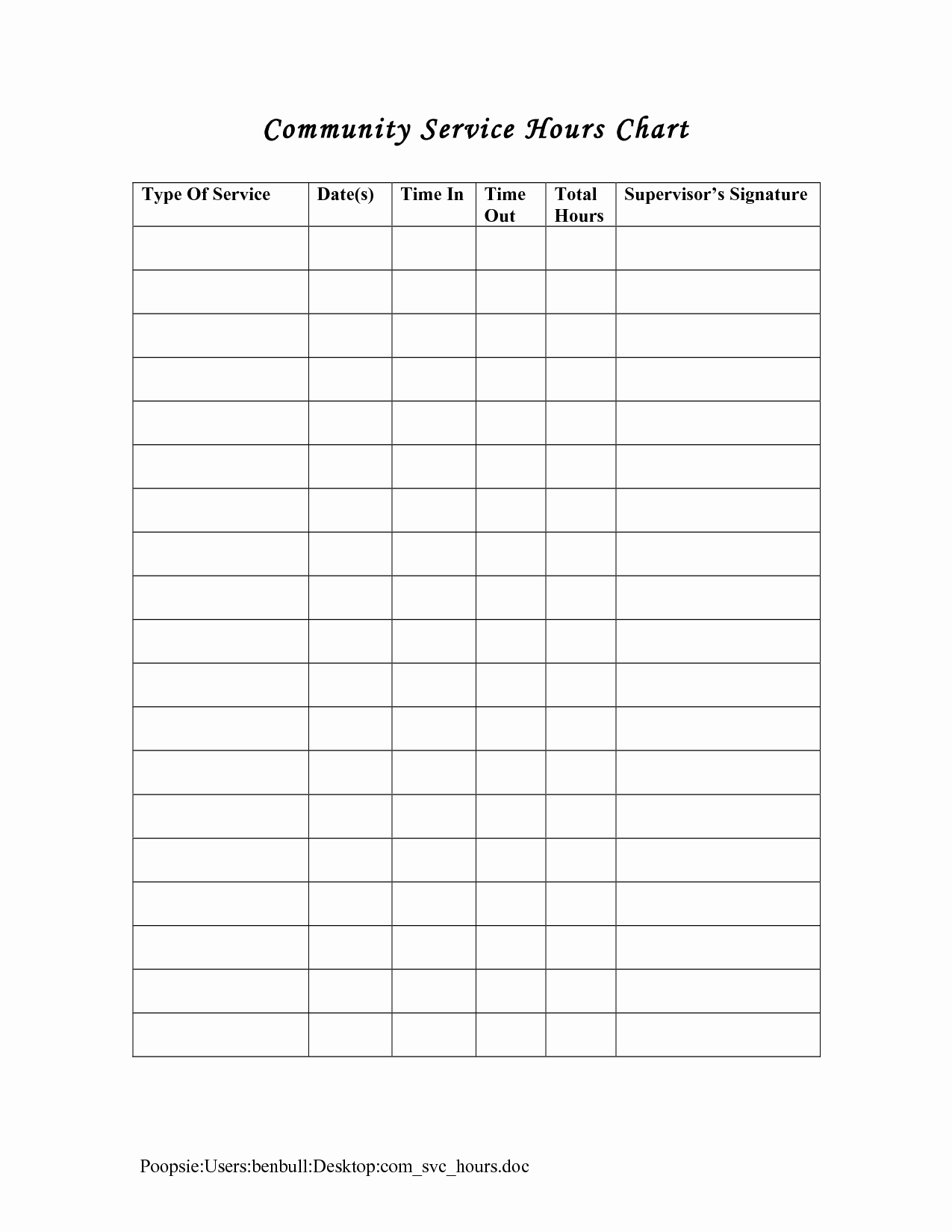 Community Service Hours Certificate Template Lovely Service Hours Log Sheet Printable
