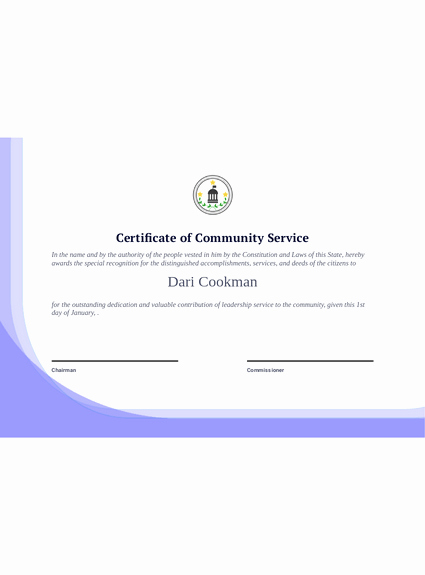 Community Service Hours Certificate Template New Munity Service Certificate Template Pdf Templates