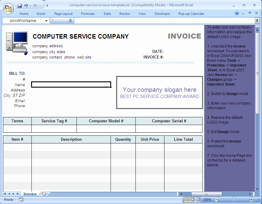 Computer Repair Invoice Template Lovely Puter Service Invoice Template Uniform Invoice software