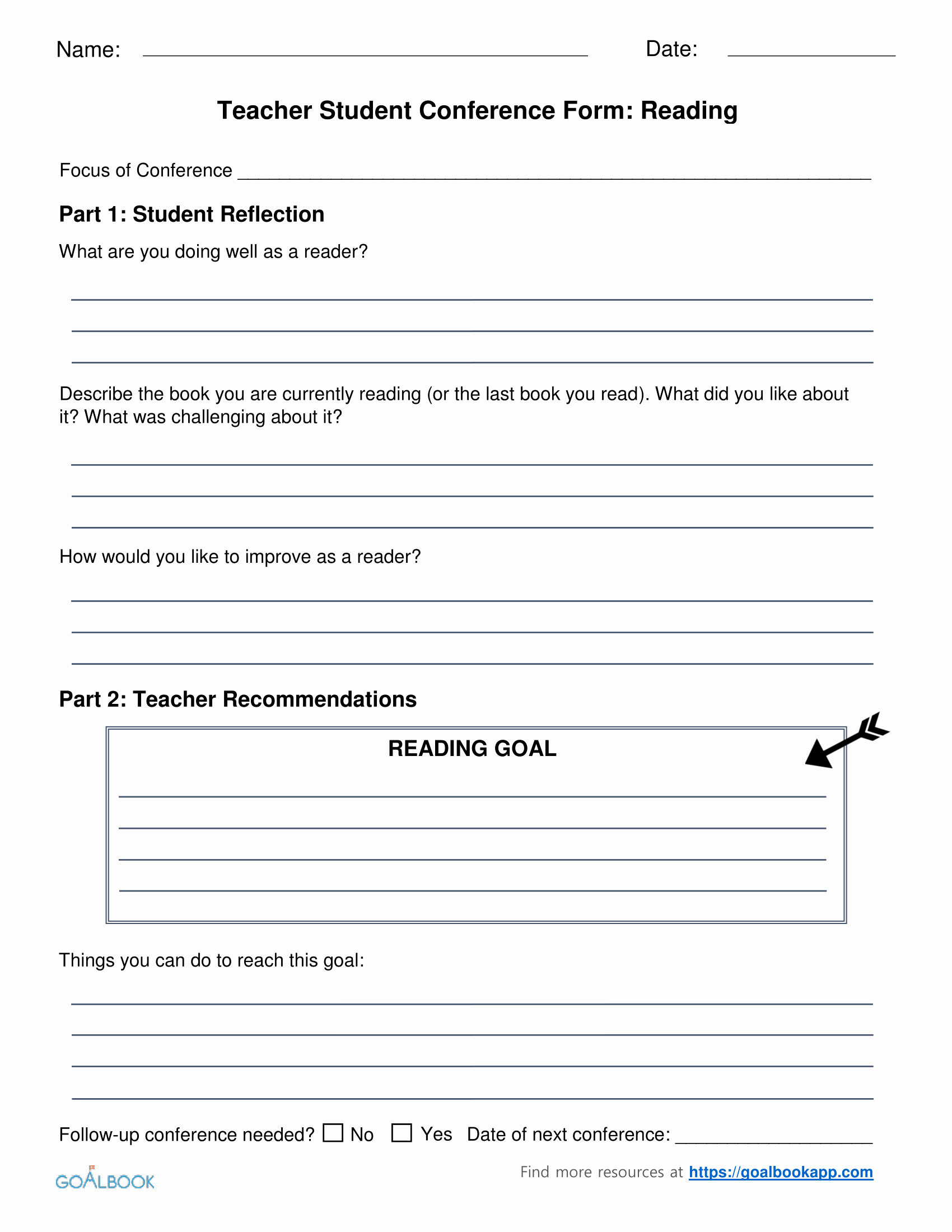 Conference Notes Template for Teachers Beautiful Guided Reading Conference forms for Teachers Reading