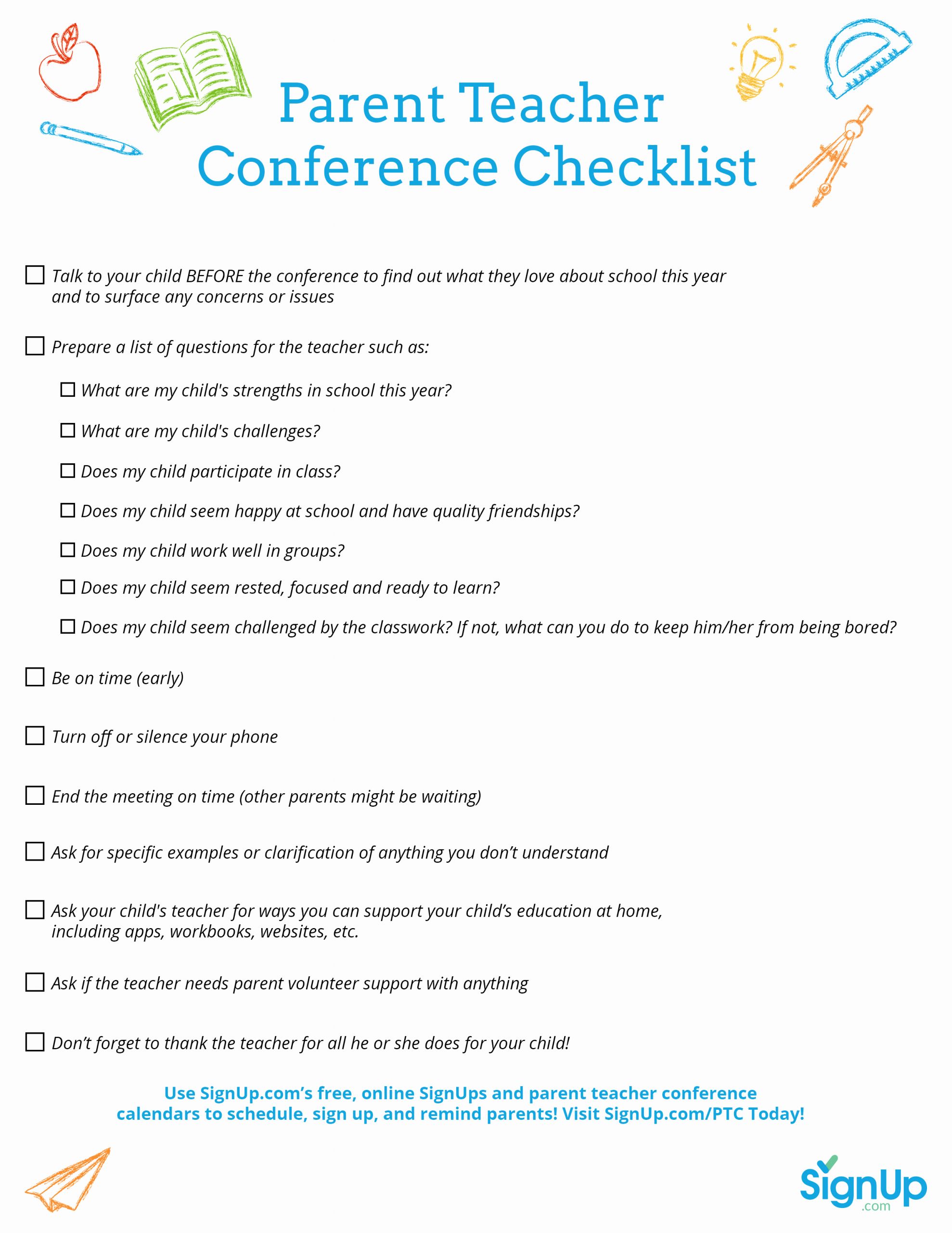 Conference Notes Template for Teachers Fresh Printable Checklist for Parent Teacher Conferences