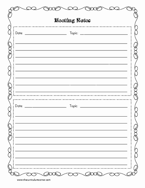 Conference Notes Template for Teachers Lovely Meeting Notes Templates Printables &amp; Template for