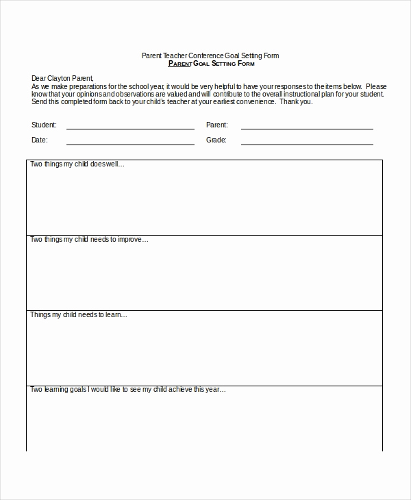 Conference Notes Template for Teachers Luxury 9 Parent Teacher Conference forms Free Sample Example