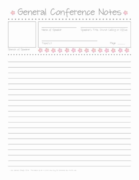 Conference Notes Template for Teachers Luxury Lds General Conference Notes Printable