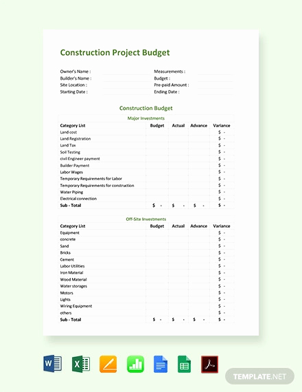 Construction Budget Template Excel Luxury 17 Project Bud Templates Docs Pdf Excel