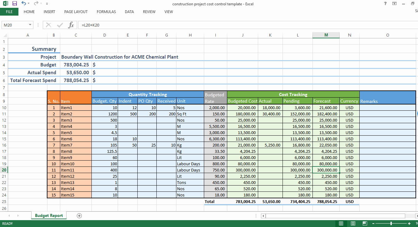 Construction Budget Template Excel Unique Construction Project Cost Control Excel Template Workpack