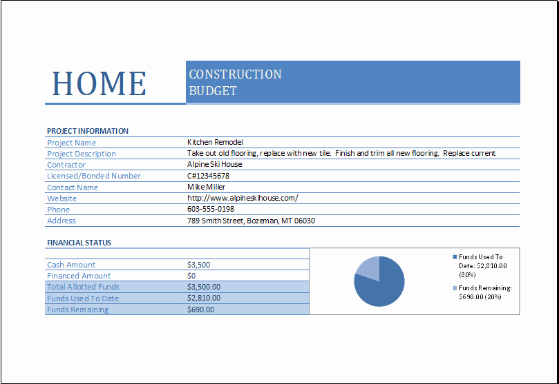 Construction Budget Template Excel Unique Home Construction Bud Worksheet for Excel