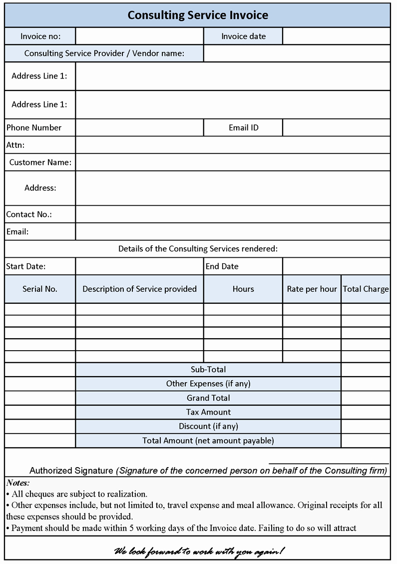 Consultant Invoice Template Excel Beautiful Consultant Bill format In Excel