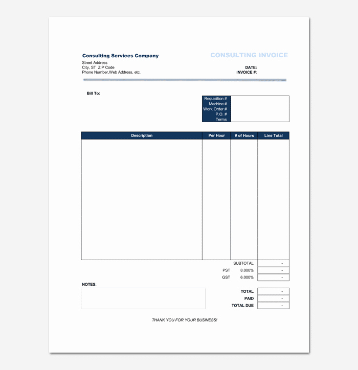 Consultant Invoice Template Excel Elegant Consultant Invoice Template for Word Excel &amp; Pdf