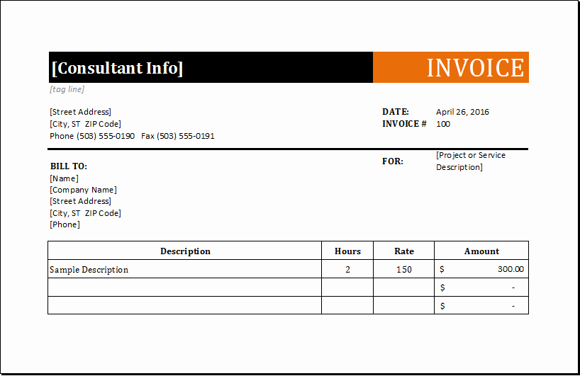 Consultant Invoice Template Excel Lovely Consultant Services Invoice