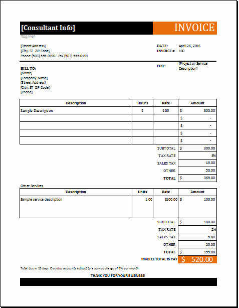 Consultant Invoice Template Excel Luxury Pin by Alizbath Adam On Microsoft Excel Invoices
