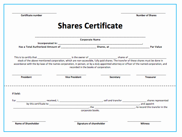 Corporate Stock Certificate Template Awesome Stock S Certificate Template Microsoft Word Templates