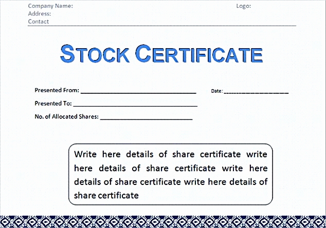 Corporate Stock Certificate Template Beautiful Stock Certificate Template Free In Word and Pdf