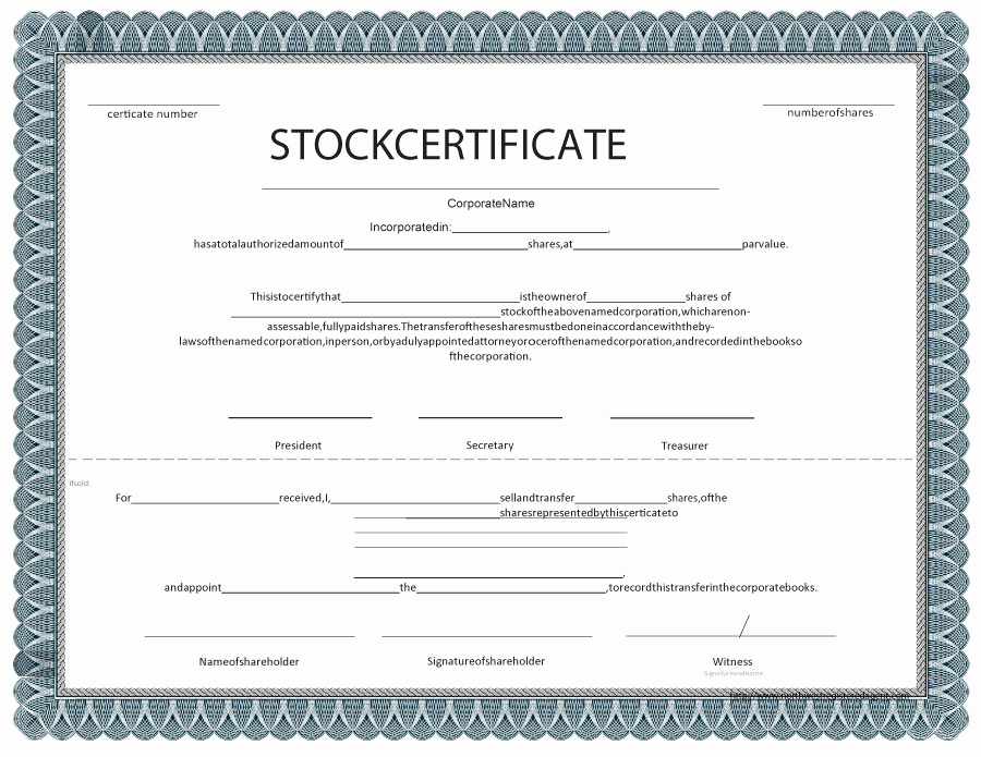 Corporate Stock Certificate Template Unique 40 Free Stock Certificate Templates Word Pdf Templatelab