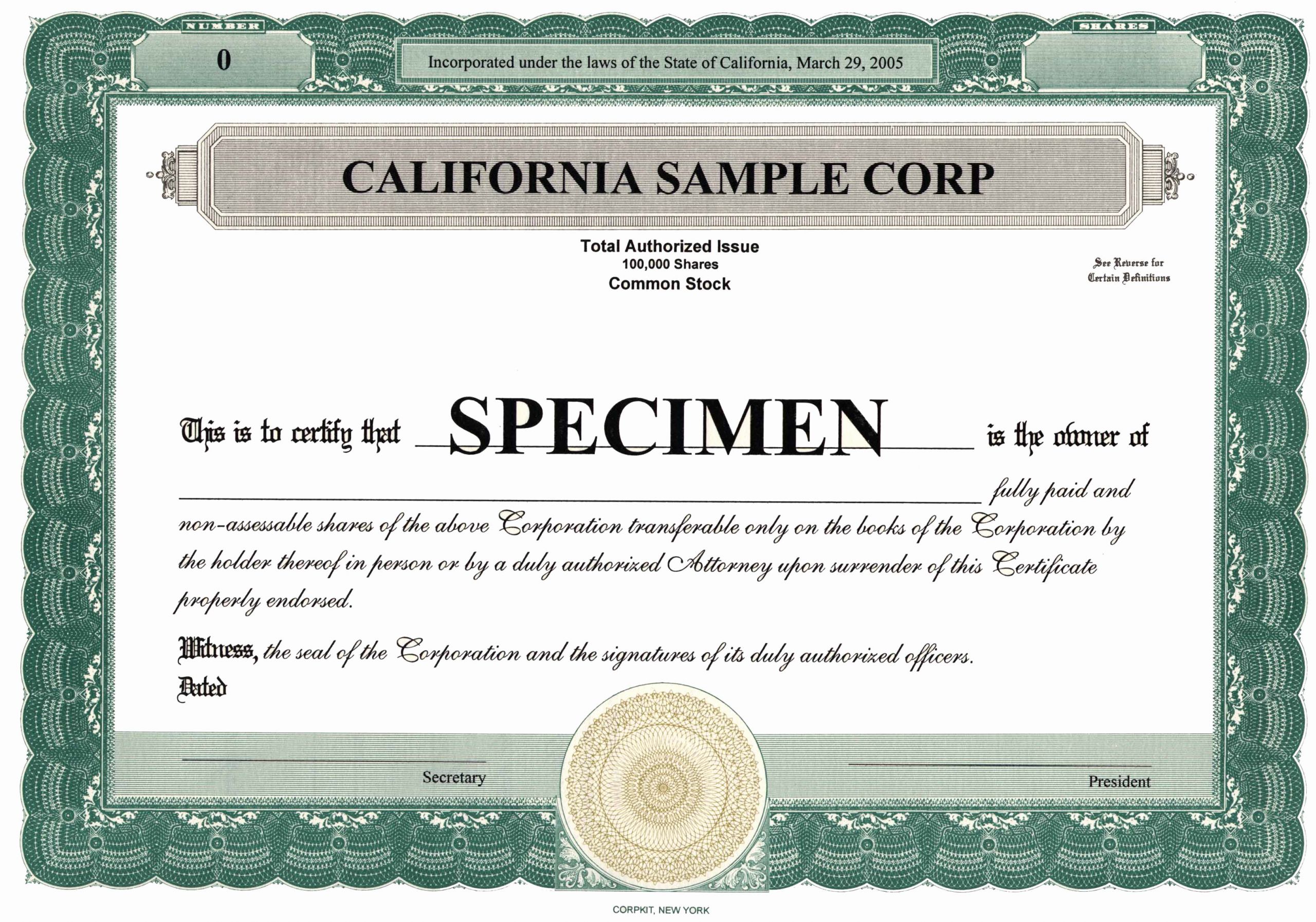 Corporate Stock Certificate Template Unique issuing Corporate S – the Juicing Jurist