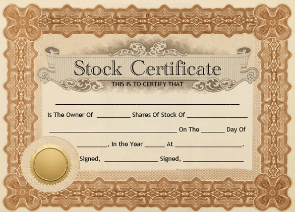 stock certificate template