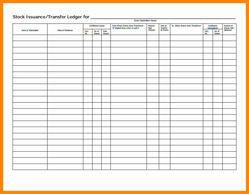 Corporate Stock Certificates Template Free Best Of 5 Stock Transfer Ledger Template