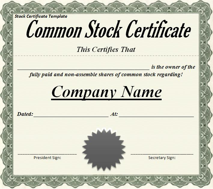 Corporate Stock Certificates Template Free Fresh Stock Certificate Template