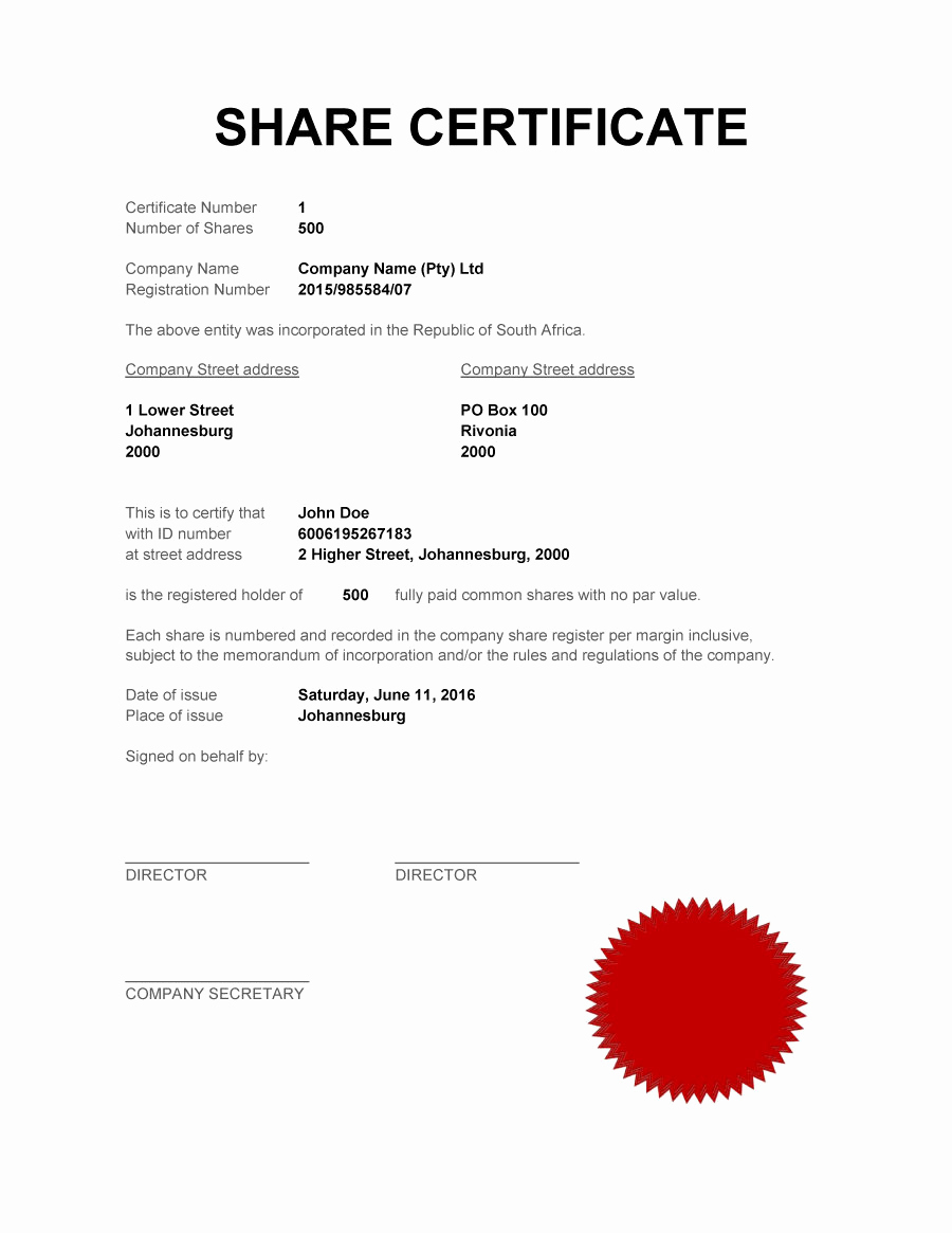 Corporate Stock Certificates Template Free Lovely Limited Pany Certificate Template Free