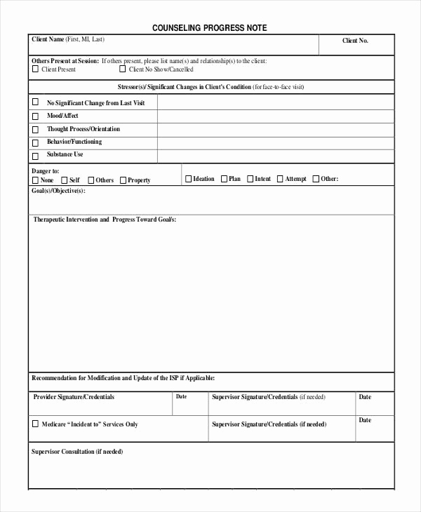 Counseling Case Notes Template Best Of Progress Note Template for Mental Health Counselors