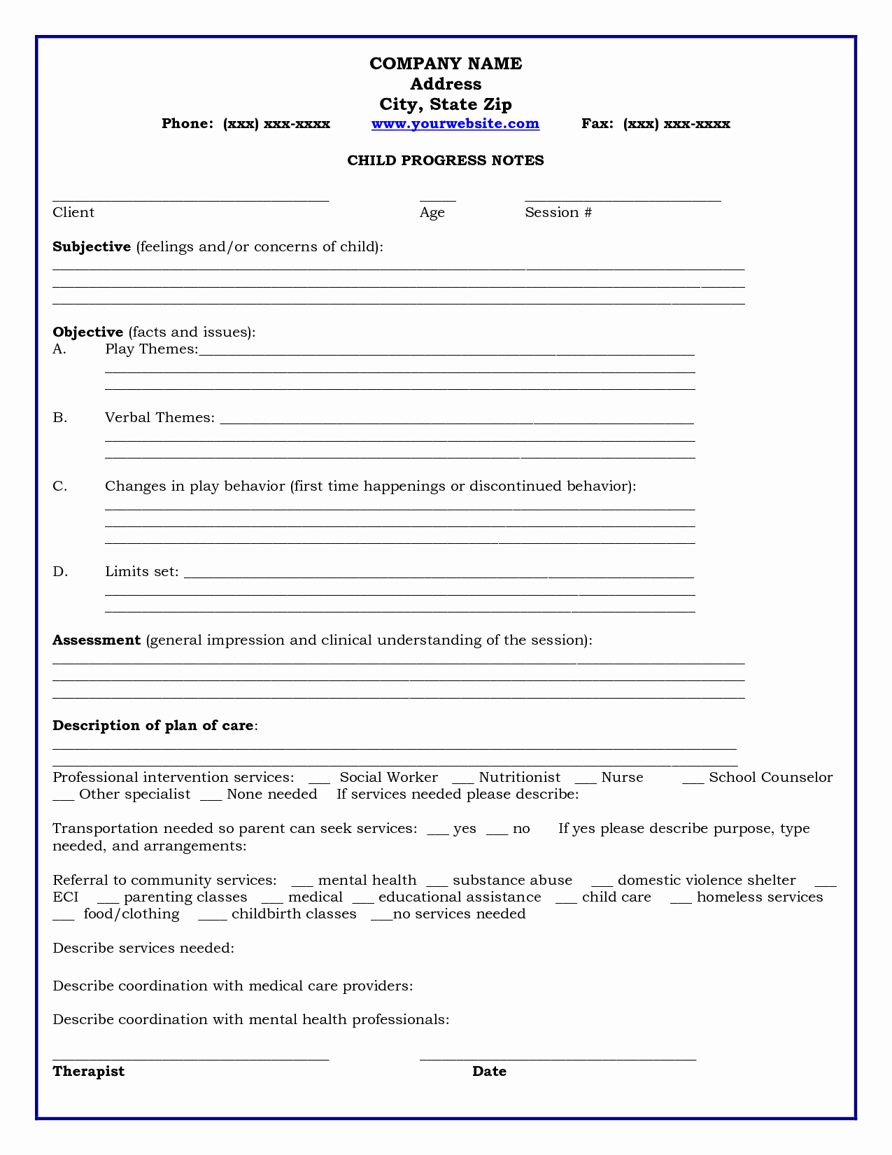 Counseling Case Notes Template New 29 Of Counseling Notes Template