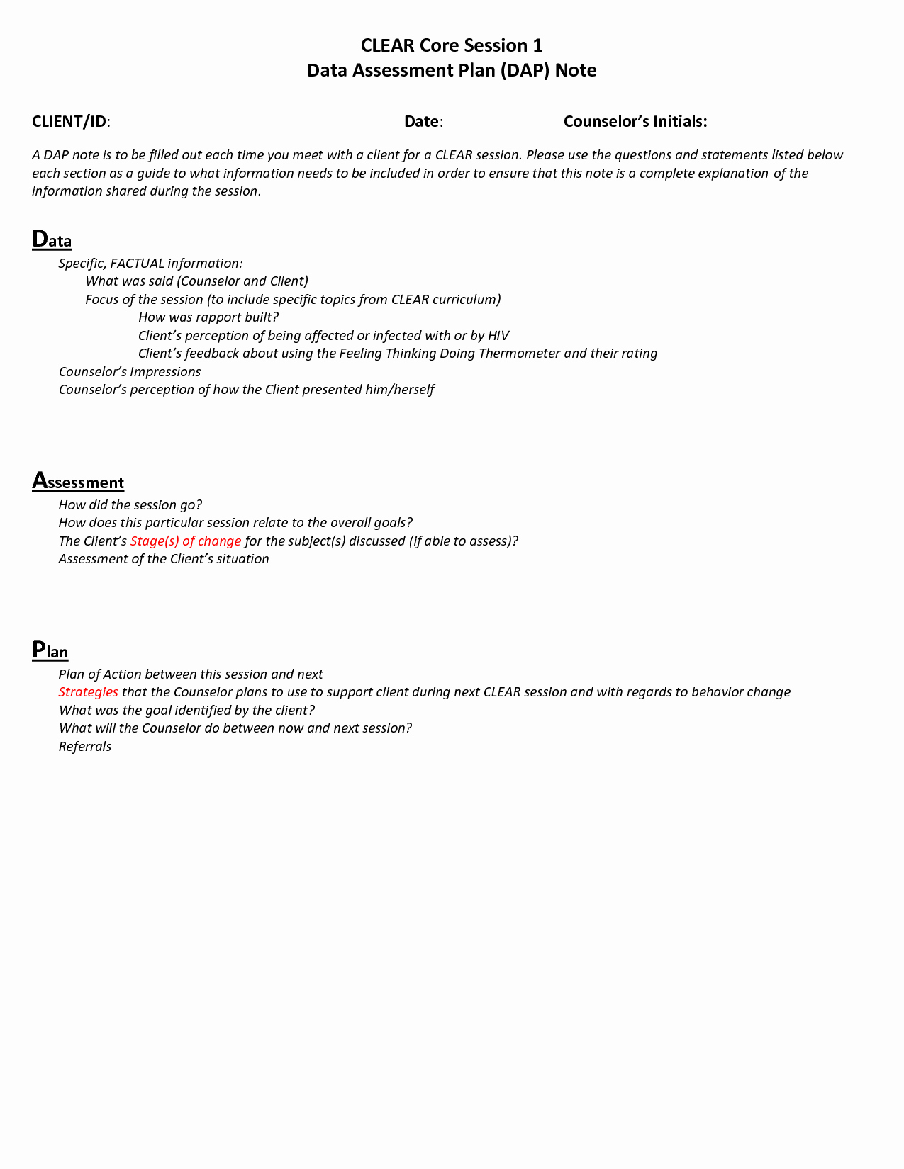 Counseling Case Notes Template New Dap Counseling Notes Template