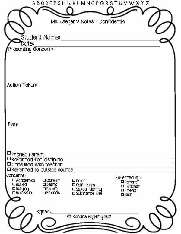 Counseling Case Notes Template Unique School Guidance Counselor S Case Note Notepad Record