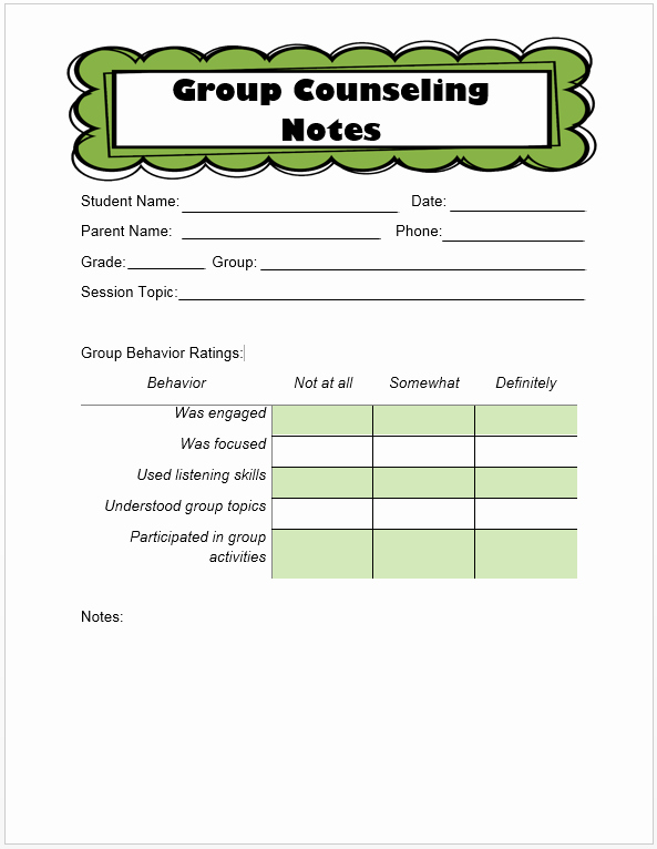 Counseling Session Notes Template Elegant Keeping Track Of Counseling Notes the Middle School