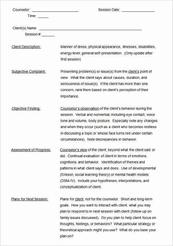 Counseling Session Notes Template Luxury soap Note Template