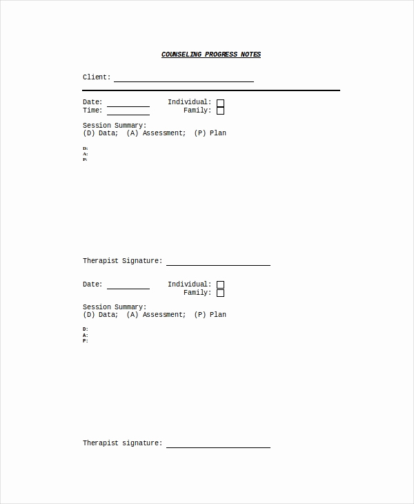 Counseling Session Notes Template New 10 Progress Note Templates Pdf Doc