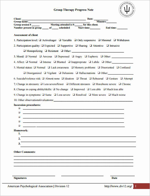 Counseling Session Notes Template New Psychotherapy Progress Note Template Pdf