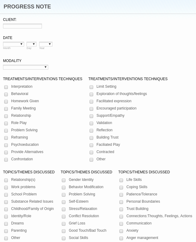 Counseling Session Notes Template New School Counseling Progress Note form Template