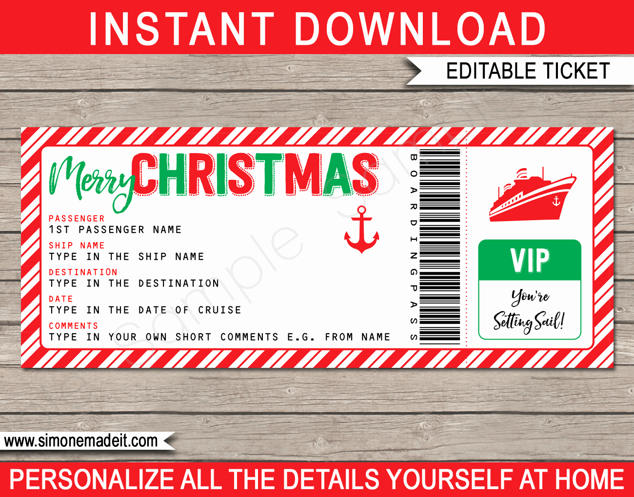 Cruise Gift Certificate Template Luxury Christmas Cruise Ticket Gift Template