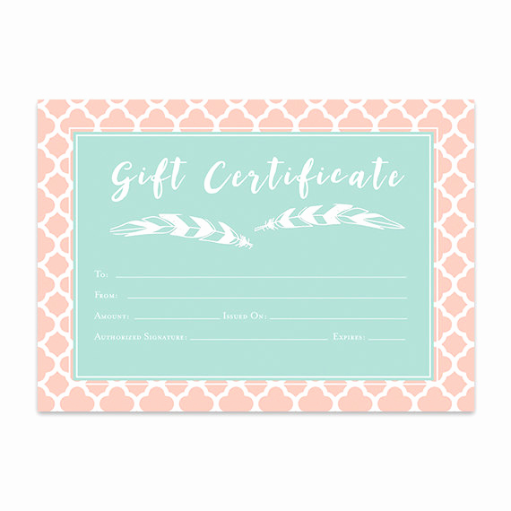 Customizable Gift Certificate Template Unique Pink Mint Green Geometric Gift Certificate Download