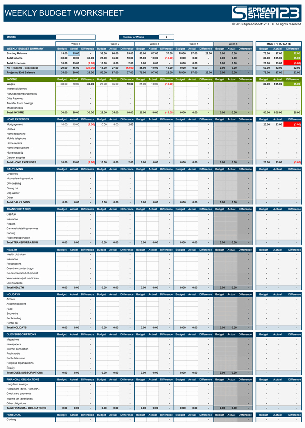 Daily Budget Template Excel Awesome Weekly Bud