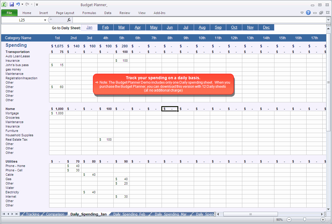 Daily Budget Template Excel Lovely Excel Bud Planner Daily Tracking Simpleplanning