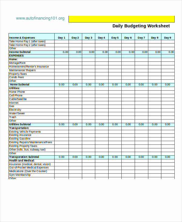 Daily Budget Template Excel Luxury Excel Home Bud Template 10 Free Excel Documents