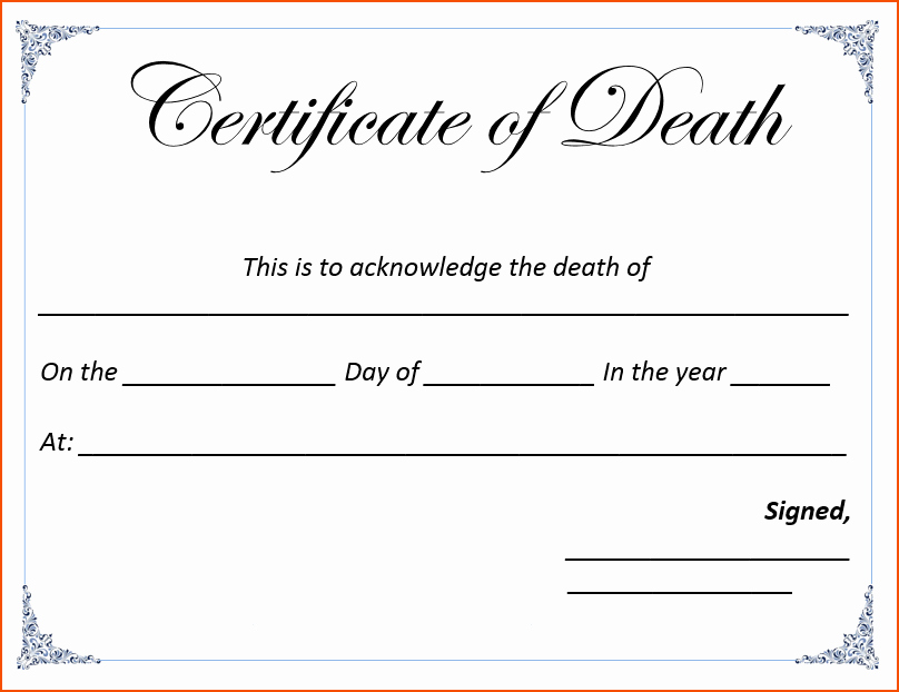 Death Certificate Template Word Beautiful 8 Certificate Templates Word Bookletemplate