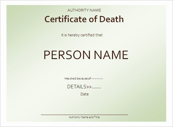 Death Certificate Template Word Lovely Death Certificate formats