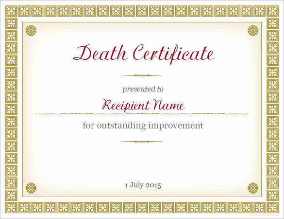 Death Certificate Template Word Unique Sample Death Certificate Template – 11 Free Word Pdf