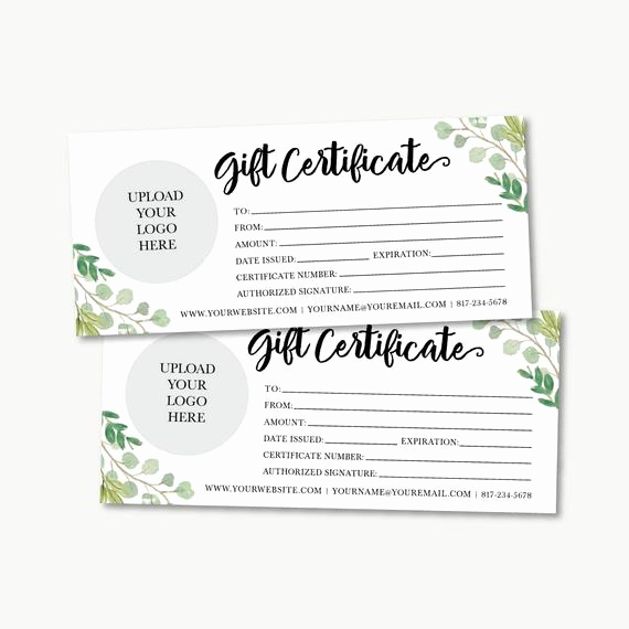 Dental Gift Certificate Template Beautiful Greenery Gift Certificate Template Printable Gift